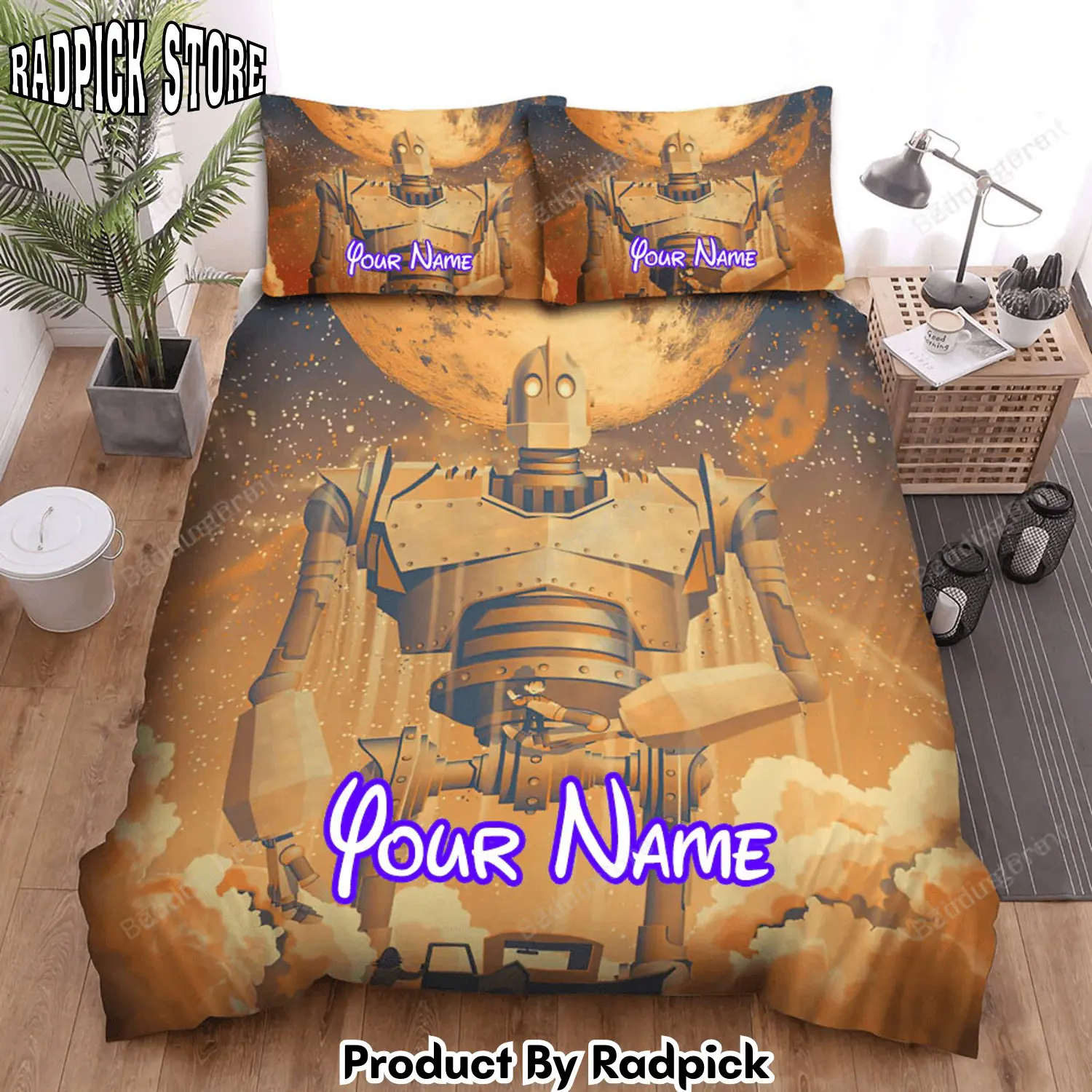 Radpick the iron giant yellow sky movie poster bed sheets duvet cover personalized name bedding sets rp3271180
